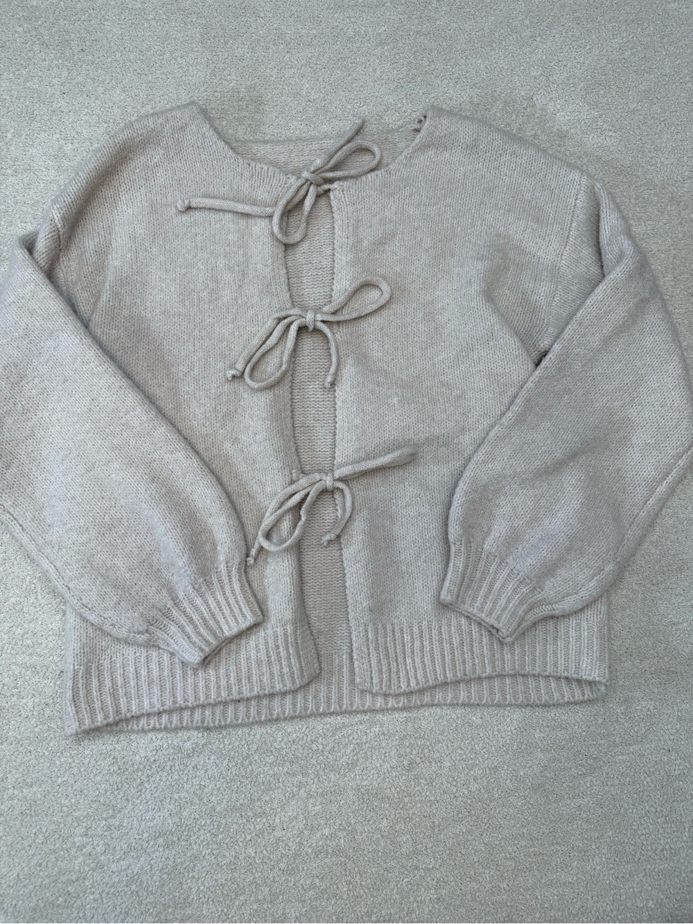 SHEIN Tie-Front Knit Cardigan - Beige